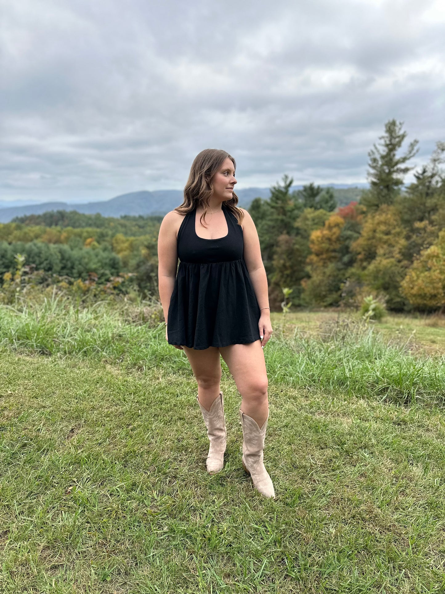 Halter Babydoll Romper with Biker Shorts