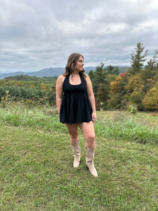 Halter Babydoll Romper with Biker Shorts